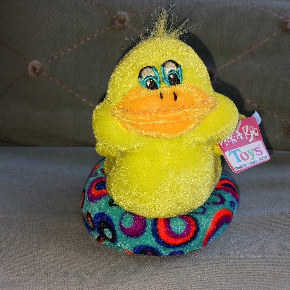 Yellow Duck Stuffed Toy in Inner Tube 6" Tall Peek A Boo New With Tags
